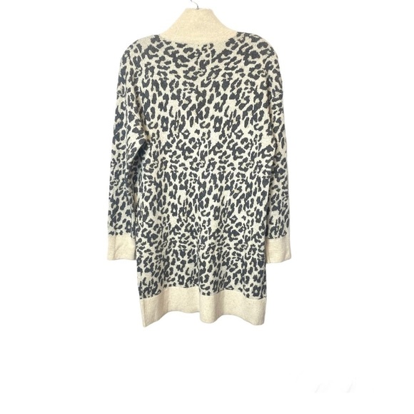 LOFT Leopard Print Jacquard Turtleneck Wool Blend Sweater Dress - Picture 8 of 8